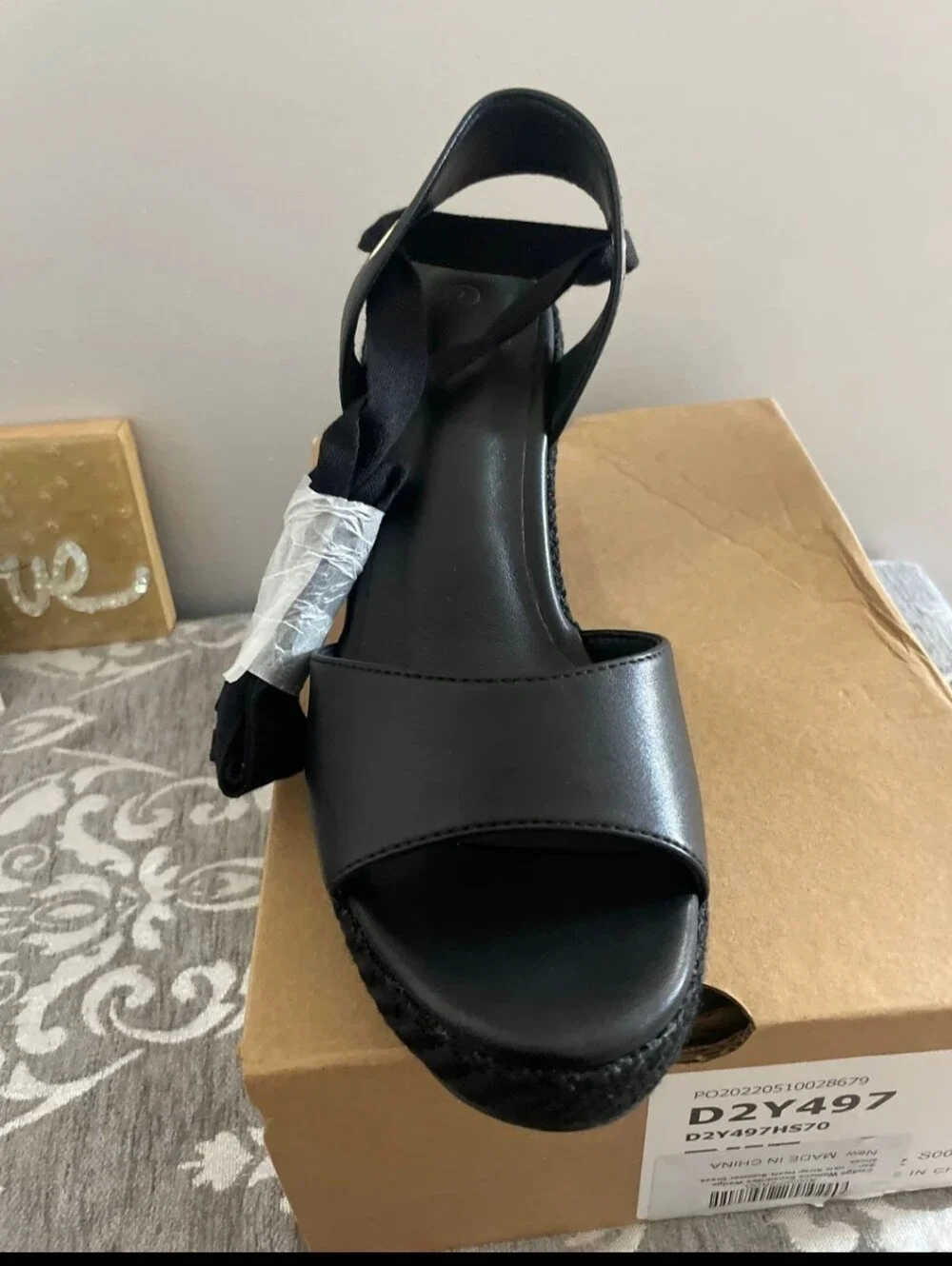 Women's Black Espadrilles   Sandal with Ankle Wrap